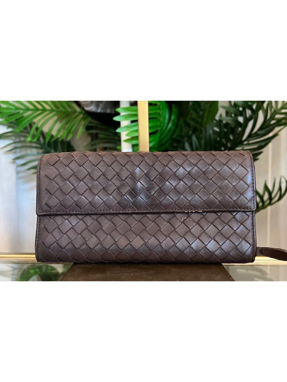 Vintage Bottega Veneta Intrecciato Brown Leather Wallet